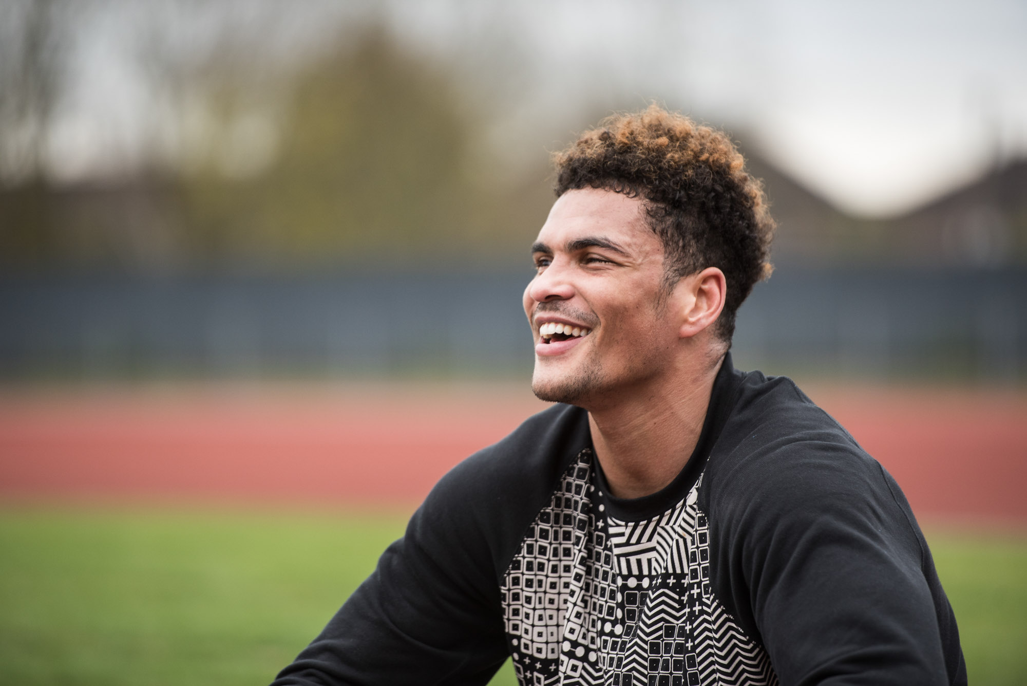 Anthony Ogogo during laughing personal branding photography session